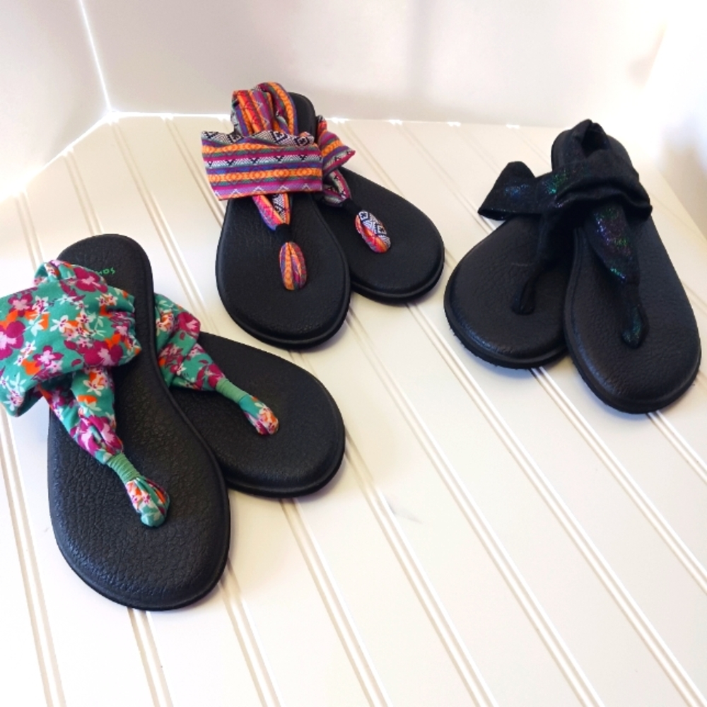 Sanuk Yoga Mat Sling Sandals Flip Flops Set Of 3 Size 8